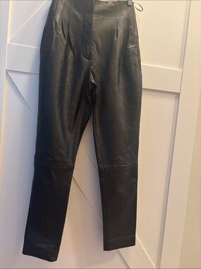 Beautiful Leather Alberta Ferretti High-Waist Pants, size 02
